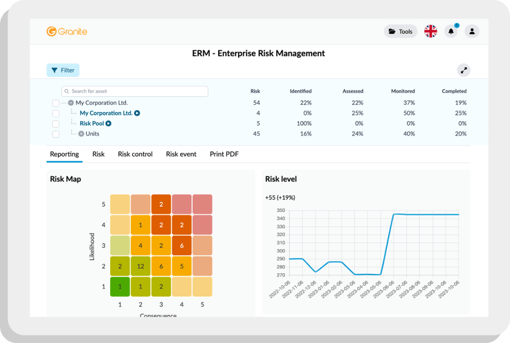 Interface image of the granite CRM.