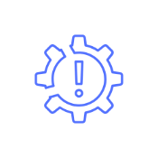 A gear icon with an exclamation mark.